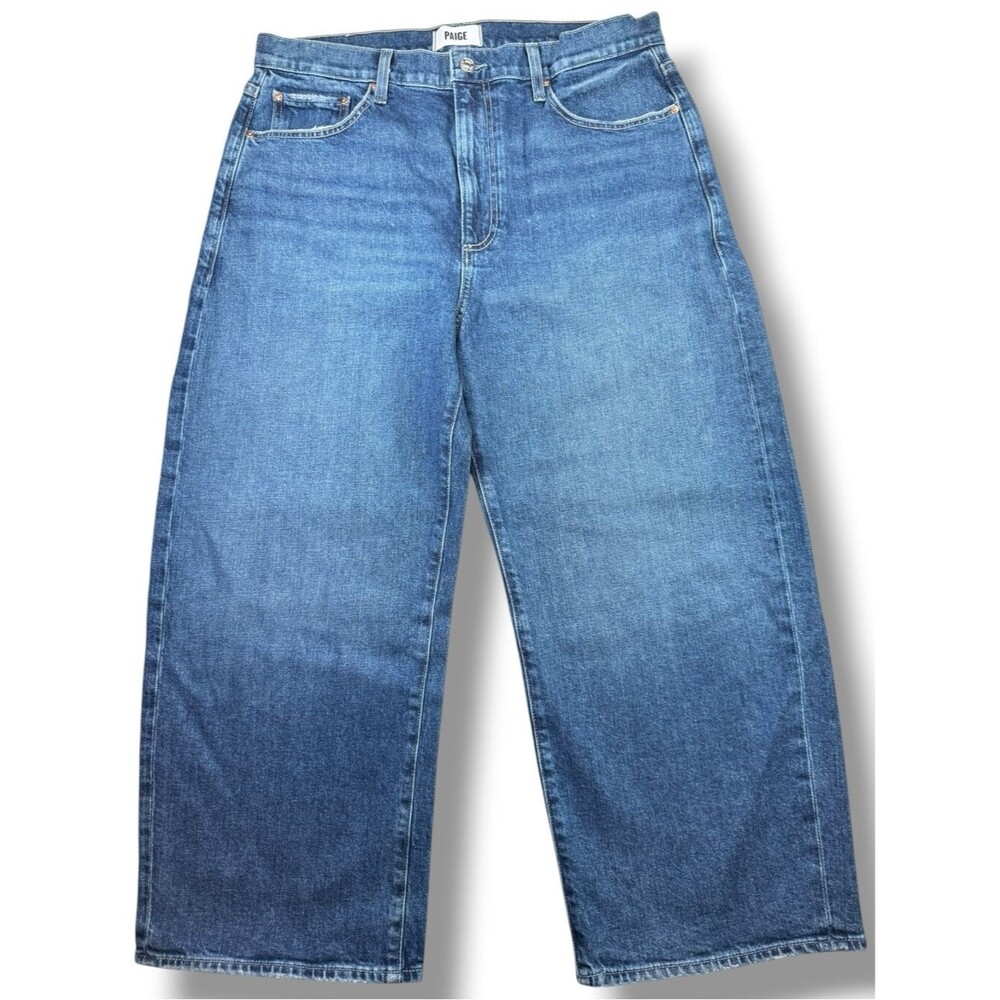 Paige Arellia Ankle High Rise Barrel Leg Jeans Soundcheck Blue Womens Size 32P